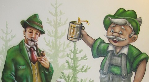Wandbild - Zwei Jger trinken Bier