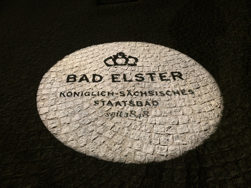 Leuchtbild mit Krone und Text: Bad Elster, Kniglich - Schsisches Staatsbad, seit 1848