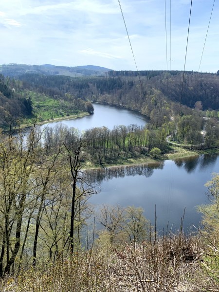 Wasserbogen inmitten waldiger Landschaft